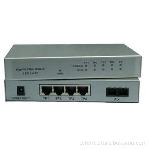 Full Duplex 1000M 4 Port TP BiDi SC Fiber Switch Low heat H
